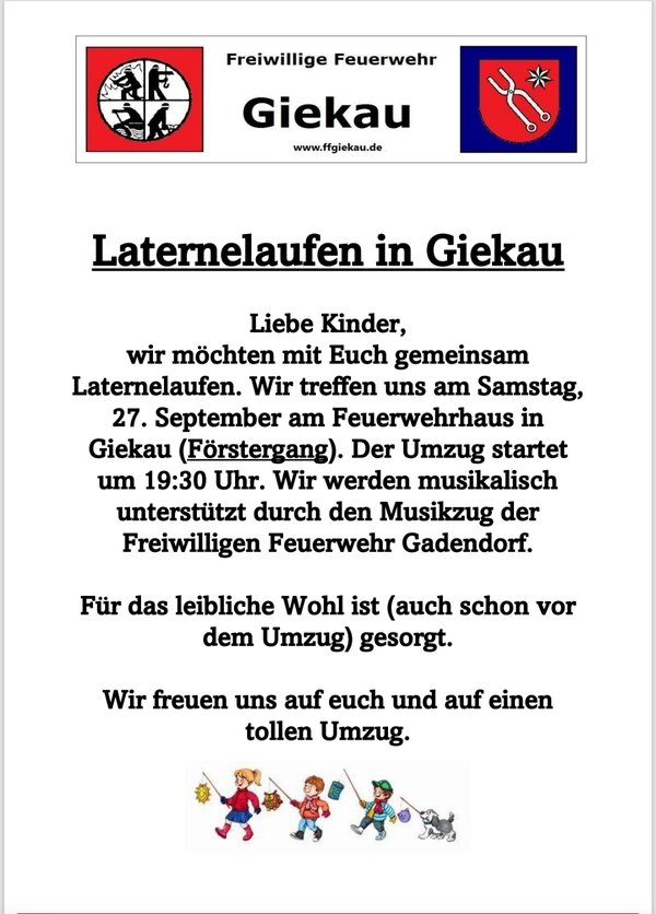 Bild vergr&ouml;&szlig;ern: Einladung Laternelaufen Giekau